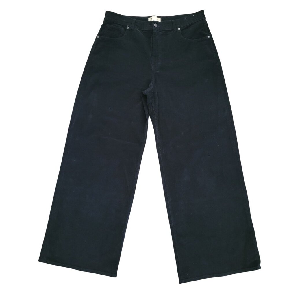 NWT Madewell Black Wide Leg Stretch Corderoy Pants size 32